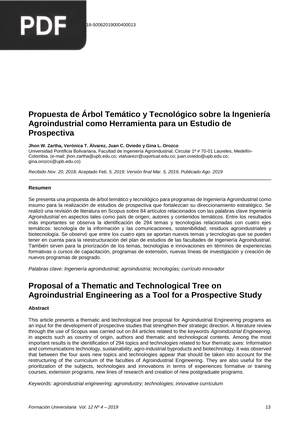 Propuesta de Árbol Temático y Tecnológico sobre la Ingeniería Agroindustrial como Herramienta para un Estudio de Prospectiva