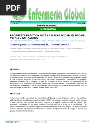 Propuesta práctica ante la discapacidad. El uso del tai chi y del qigong