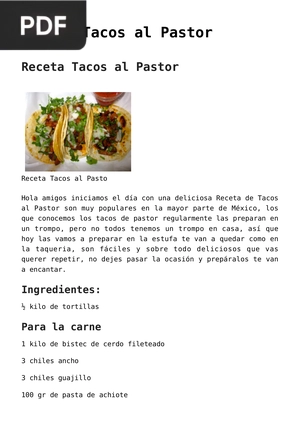 Receta Tacos al Pastor