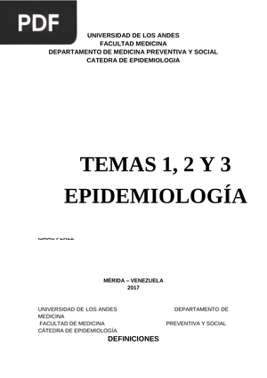 Temas 1, 2 y 3. Epidemiología