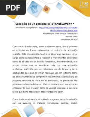 Creación de un personaje: Stanislavsky (Artículo)