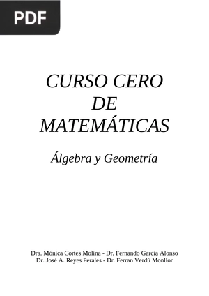 Curso cero de matemáticas. Álgebra y Geometría