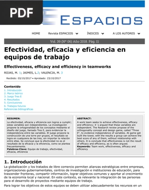 Efectividad, eficacia y eficiencia en equipos de trabajo