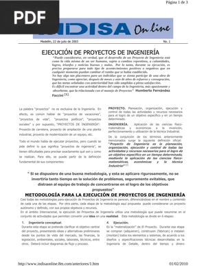 Ejecución de proyectos de ingeniería (Artículo)