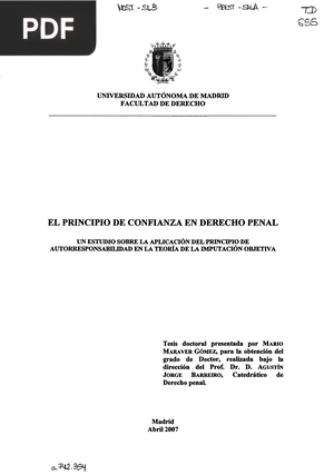 El Principio de Confianza en Derecho Penal