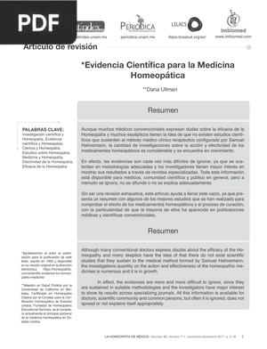 Evidencia Científica para la Medicina Homeopática