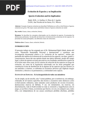 Extinción de Especies y su Implicación (artículo)