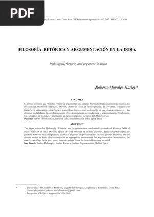 Filosofía, Retórica y Argumentación en la India