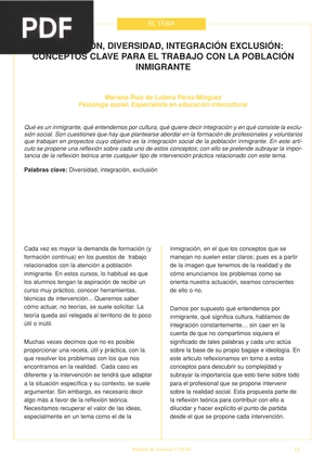 Inmigración, diversidad, integración exclusión: Conceptos claves para el trabajo con la población inmigrante