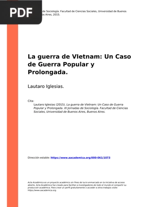 La guerra de Vietnam: Un Caso de Guerra Popular y Prolongada.