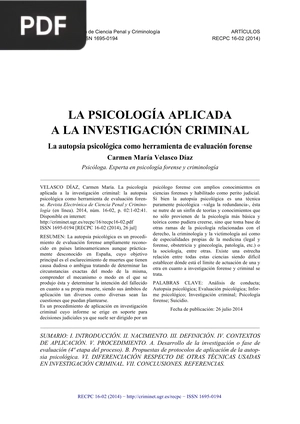 La psicología aplicada a la investigación criminal: la autopsia psicológica