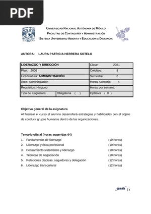 Liderazgo y dirección (guía de estudio)