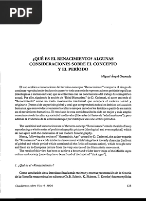 ¿Qué es el renacimiento? Algunas consideracines sobre el concepto y el período