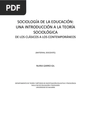 Sociología de la Educación. Una introducción a la teoría sociológica