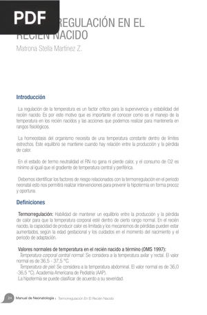 Termorregulación en el recién nacido (Artículo)