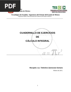 Cuadernillo de ejercicios de cálculo integral