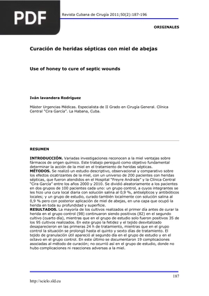 Curación de heridas sépticas con miel de abejas  (Artículo)