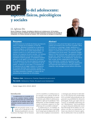 Desarrollo del adolescente: aspectos físicos, psicológicos y sociales (Artículo)