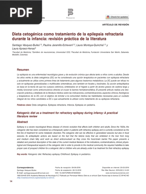 Dieta cetogénica como tratamiento de la epilepsia refractaria durante la infancia: revisión práctica de la literatura