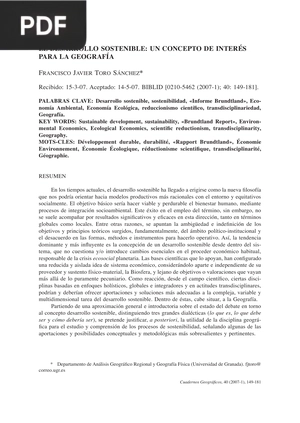 El desarrollo sostenible: un concepto de interés para la geografía