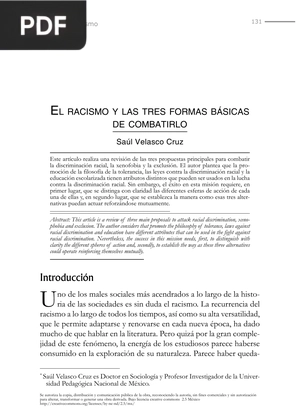 El racismo y las tres formas básicas de combatirlo