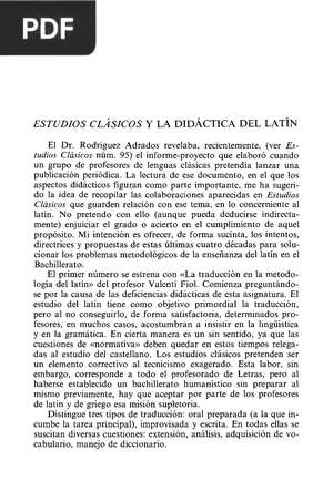 Estudios Clásicos y la Didáctica del Latín