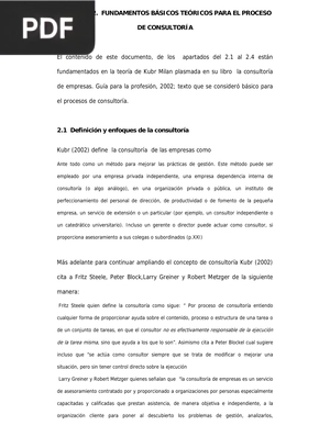 Fundamentos básicos teóricos para el proceso de consultoría