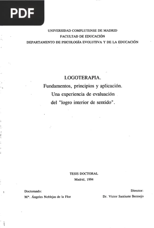 Fundamentos, principios y aplicación. Una experiencia de evaluación del logro interior de sentido