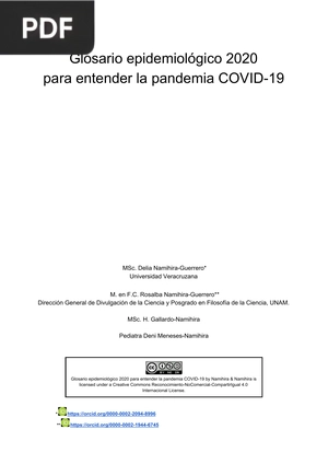 Glosario epidemiológico 2020 para entender la pandemia COVID-19