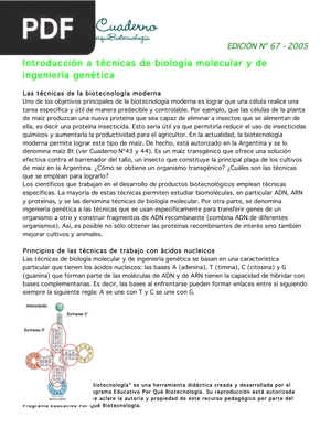 Introducción a técnicas de biología molecular y de ingeniería genética