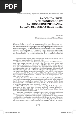 La Comida Local y su Significado en la China Contemporánea: El Caso del Suroeste de Hubei