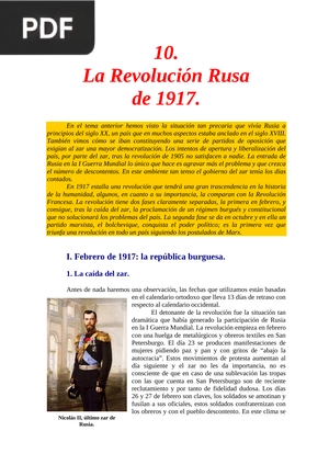 La Revolución Rusa de 1917 (Artículo)