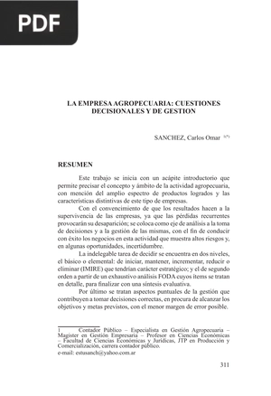 La empresa agropecuaria: Cuestiones Decisoinales y de Gestión