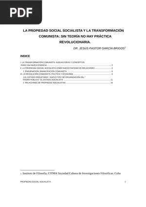 La propiedad social socialista y la transformación comunista: sin teoría no hay práctica revolucionaria