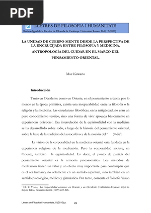 La unidad de cuerpo-mente desde la perspectiva de la encrucijada entre filosofía y medicina