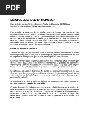 Métodos de estudio en histología