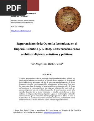 Repercusiones de la Querella Inconoclasta en el Imperio Bizantino (717-843)