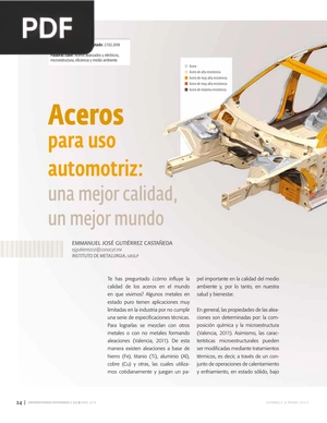 Aceros para uso automotriz: una mejor calidad, un mejor mundo (Artículo)