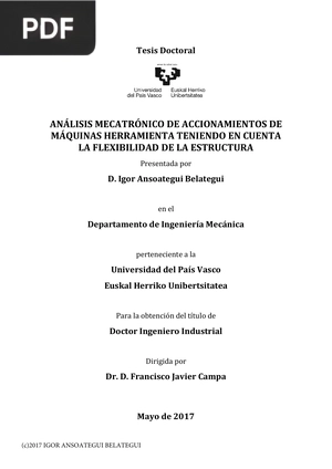 Análisis mecatrónico de accionamientos de máquinas herramienta teniendo en cuenta la flexibilidad de la estructura