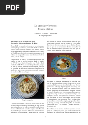 De viandas y brebajes Cocina chilena (Artículo)