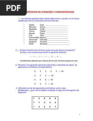 Ejercicios de Atención y Concentración (Artículo)