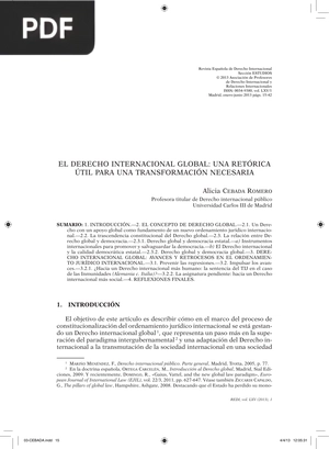 El Derecho internacional global: una retórica útil para una transformación necesaria