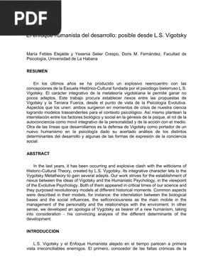 El enfoque humanista del desarrollo: posible desde L.S. Vigotsky