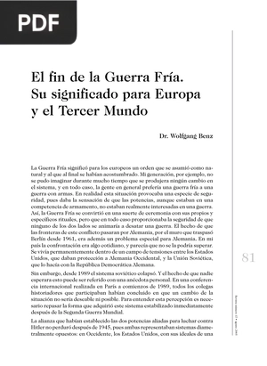 El fin de la Guerra Fría. Su significado para Europa y el Tercer Mundo (Artículo)