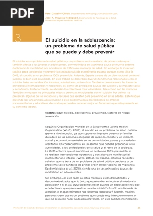 El suicidio en la adolescencia: un problema de salud pública que se puede y debe prevenir