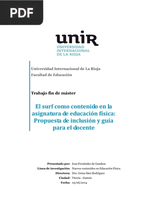 El surf como asignatura de educación física: Propuesta de inclusión y guía para docente