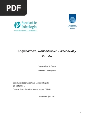 Esquizofrenia, Rehabilitación Psicosocial y Familia