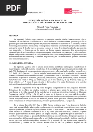 Ingeniería Química: un espacio de integración y encuentro entre disciplinas