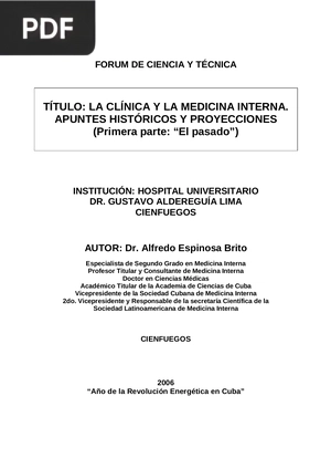 La Clínica y la Medicina Interna. Apuntes Históricos y Proyecciones