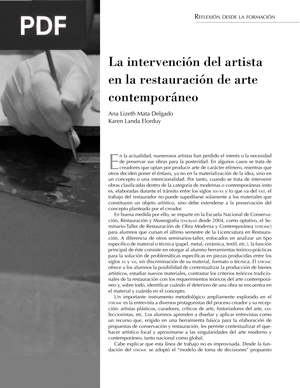 La intervención del artista en la restauración de arte contemporáneo (Artículo)